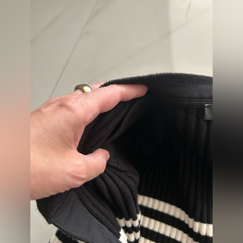 Black and White Striped Ribbed Cardigan - Picture 6 of 6